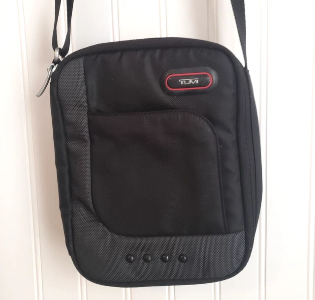 Tumi Flow T Tech Crossbody Purse Travel Tote Black Red Nylon Organizer Messenger
