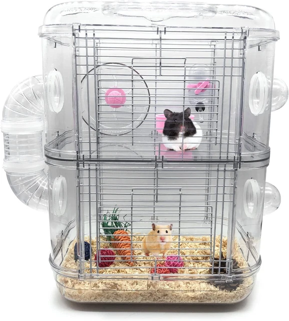 1/2 Tiers Clear Castle Gorgeous Hamster Gerbil Mouse Cage Animal Play Home