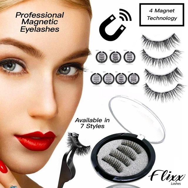 Kit Cils Magnétiques 3D Professionnel - Hypoallergénique, Réutilisable, Noir - Marque Flixx Lashes, Neuf