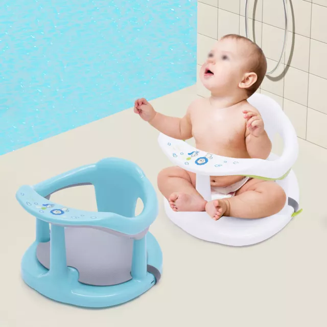 Baby Bath Tub Ring Seat With 4 Suction Cups- Green/White PP+ PVC