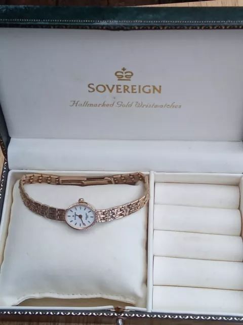 Sovereign hallmarked gold ladies watch deals