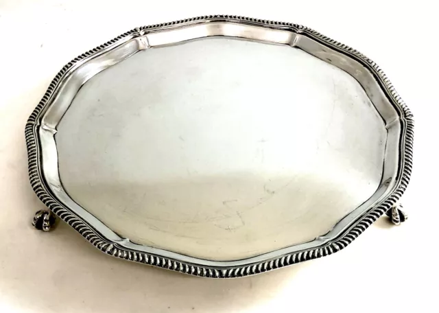 Salver argento inglese solido con marchio SHEFFIELD 1966 499 g Maker JONES & SON