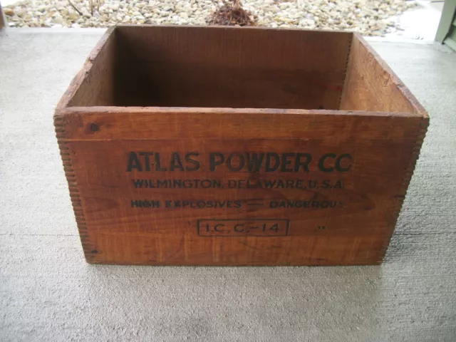 Vintage ATLAS POWDER High Explosives  Wood Crate 1948