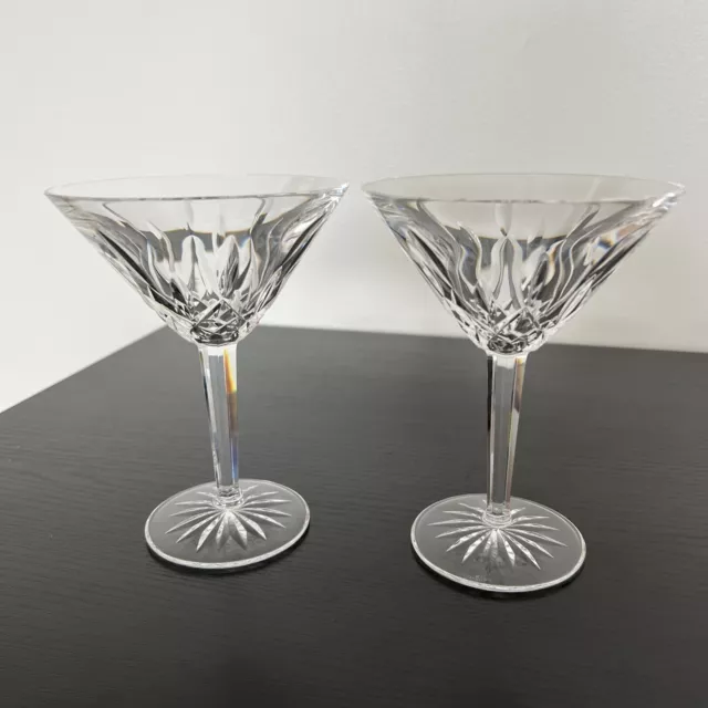 Waterford Crystal Lismore Set Of 2 Martini Glasses Older 6" Discontinued