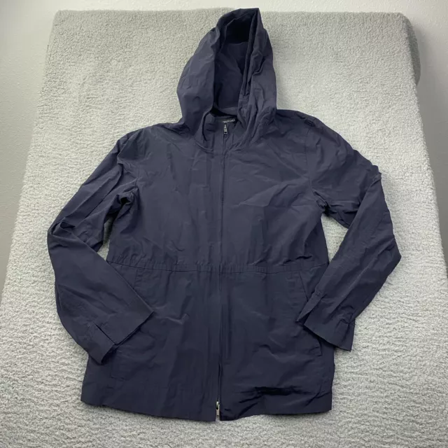 Eileen Fisher Navy Blue Rain Coat Jacket Size Medium Women’s Hooded