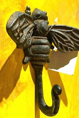 Bumble Bee Vintage Hand Forged Cast Iron Metal Honey Artisan Coat Key Wall Hook
