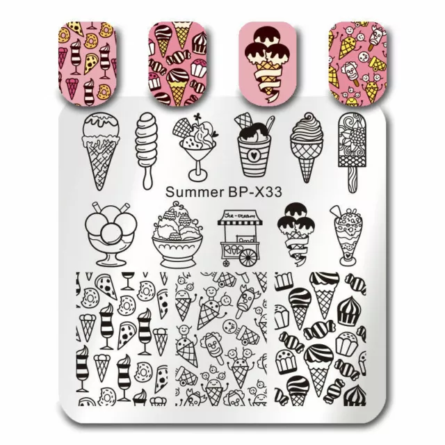 BORN PRETTY  Kunst Nagel Stempel Schablone Nail Art Stamp Eis Icecream Design