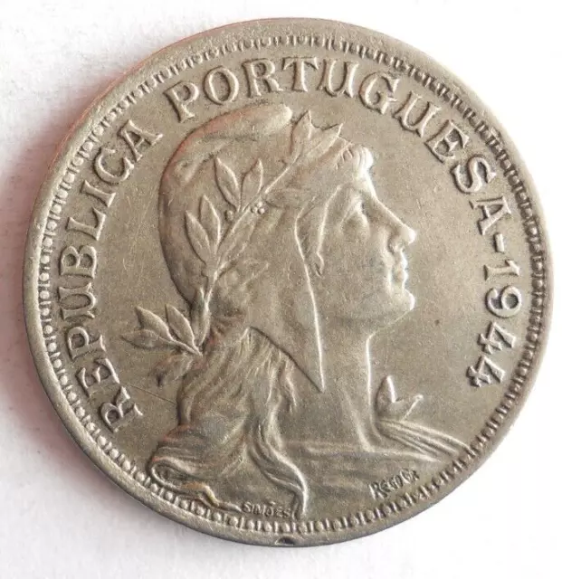 1944 PORTUGAL 50 CENTAVOS - Excellent Coin - FREE SHIP - Bin #118