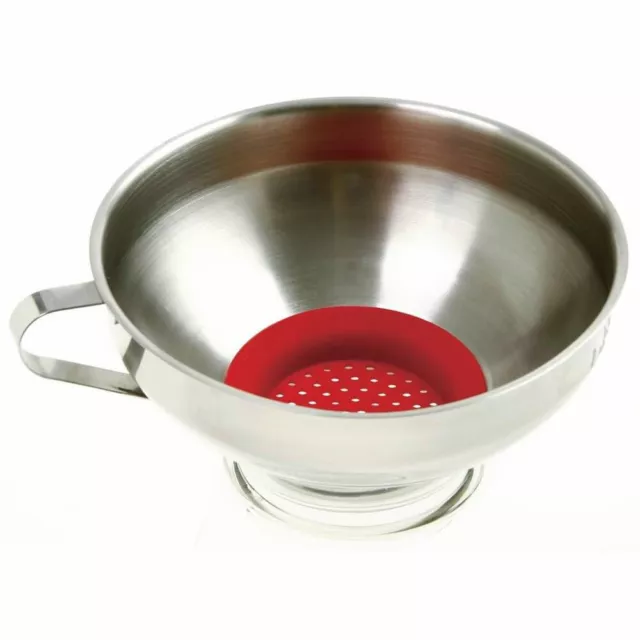 Norpro Stainless Steel Wide Mouth Funnel with Silicone Strainer