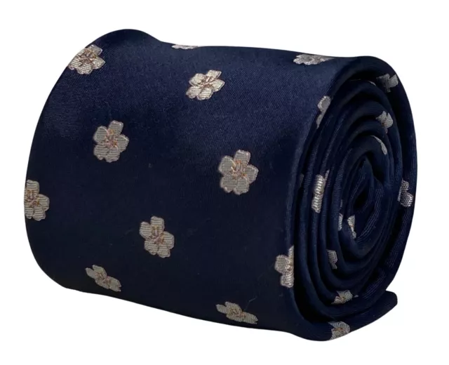 Frederick Thomas Designer Mens Tie navy mens tie with japanese cherry blossom