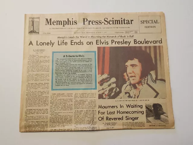 Memphis Press Scimitar Special NEWSPAPER ELVIS PRESLEY'S DEATH August 17, 1977