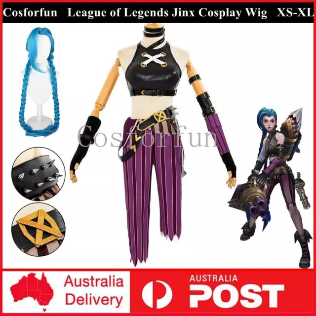 Anime Arcane League of Legends LoL Jinx Cosplay Wigs Costume Outfits Halloween