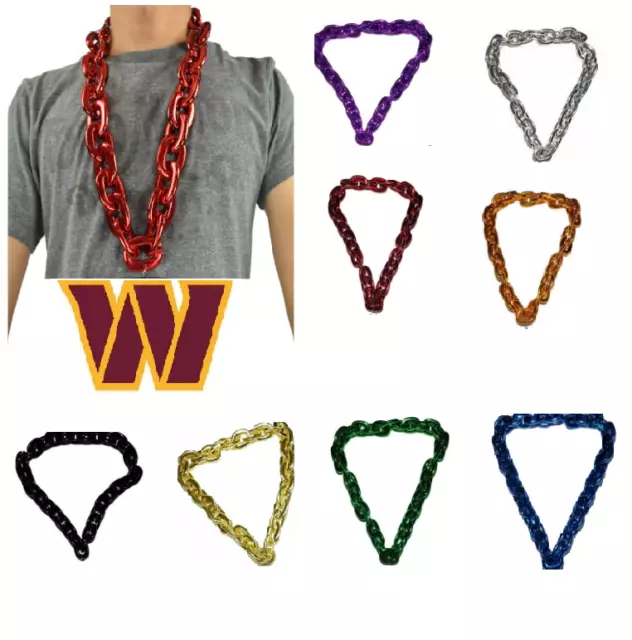 New NFL Washington Commanders BIG Fan Chain Necklace Foam -PICK YOUR CHAIN COLOR