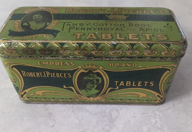 Robert J Pierce's Tablets Tin Antique Rare Empress Brand