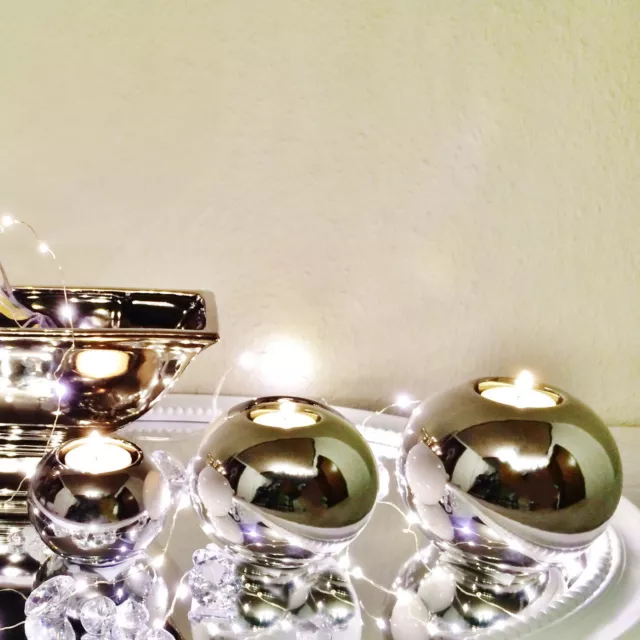 Teelichthalter 3er Set Kerzenhalter für Teelichter Halter Kerzenständer Silber