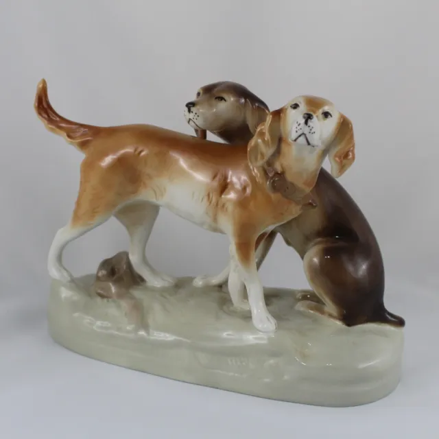 Figurine De Porcelaine Royal Dux Bohême Chiens De Chasse Ans 50 Tchécoslovaquie