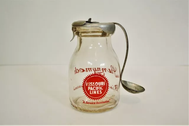 Vintage MISSOURI PACIFIC LINE Cream Bottle With Top Lid And Spoon