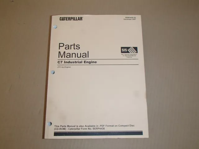 Caterpillar C7 Industrial Engine Parts Manual , S/N Jtf1-Up , Sebp4436-30