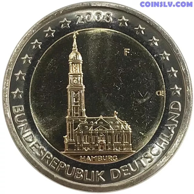 2 Euro Germany Deutchland 2008 F Hamburger Michel Fehlprägung Error Alte Karte