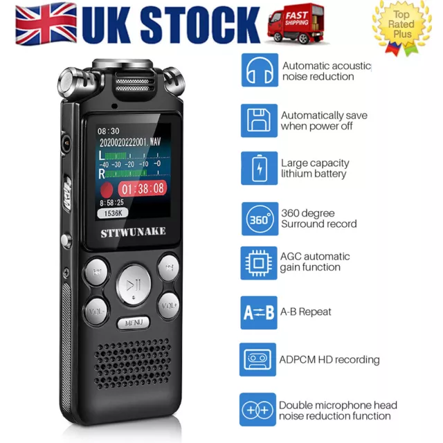 USB Rechargeable Digital Voice Activated Audio Recorder Dictaphone MP3 Player UK