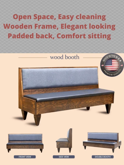 Restaurant Wood Booth, Handcrafted in USA. with wooden legs