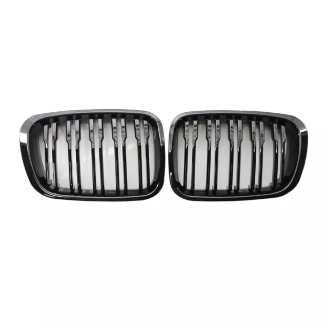Gloss Black Dual Slat Grille Kidney Grill Fit for BMW E46 3 Series 4 Door 98-01