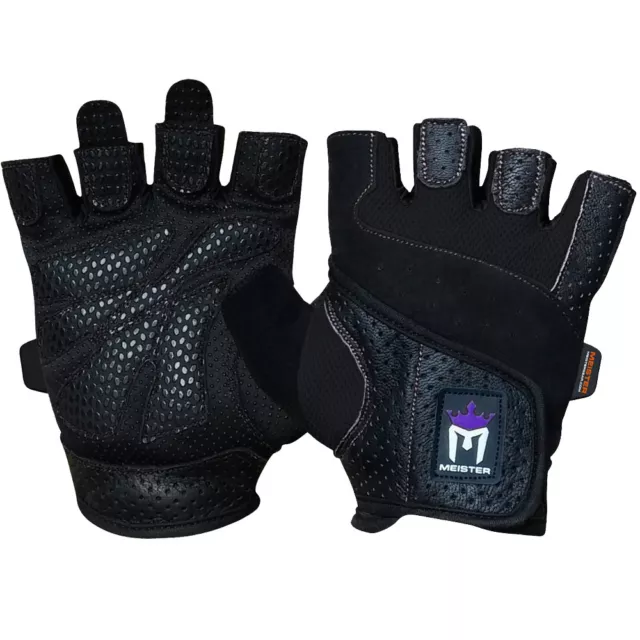 MEISTER WOMEN'S FIT WEIGHT LIFTING GLOVES Ladies Gym Workout Crossfit New BLACK