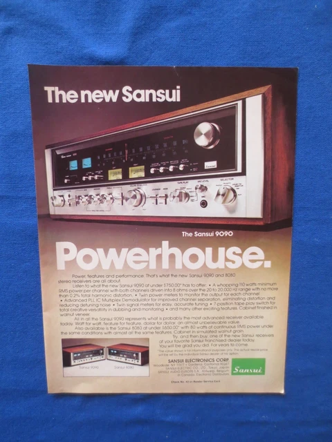 Sansui 9090 Receiver Magazine Ad Audio October 1976 Original