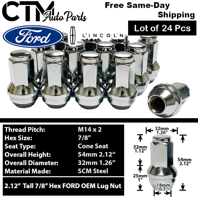 24 FORD OEM Factory Chrome 14X2 Lug Nuts For 20032014 F150 Expedition