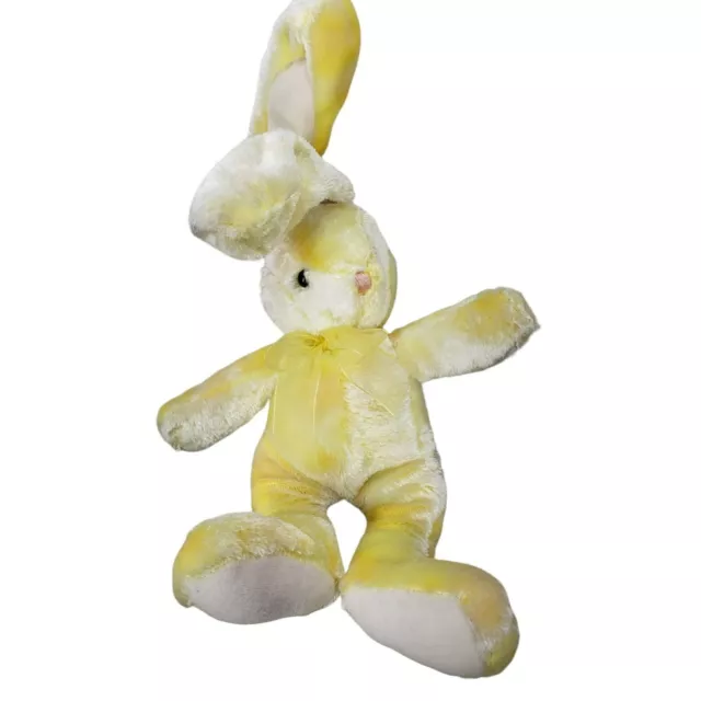 Tie Dyed Easter Plush Yellow Floppy Long Ear Ribbon Stuffed Bunny Rabbit 16"