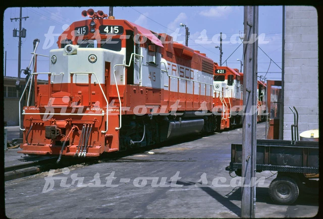 B Original Slide - SLSF Frisco 415 EMD GP38-2 Scene Kansas City MO 1973