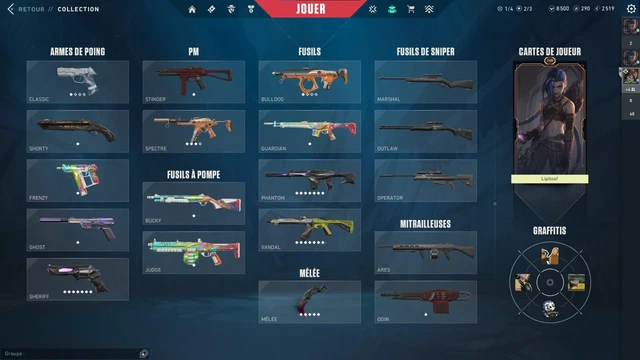 COMPTE VALORANT À vendre avec skins, gold 3 et tout les personnages