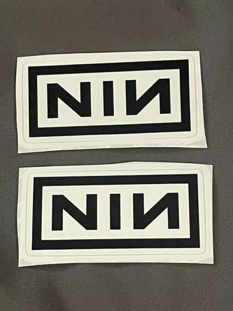 Lot of (2) NINE INCH NAILS 1 1/8" x 2 1/2" Band STICKERS White Black FAST! FREE!