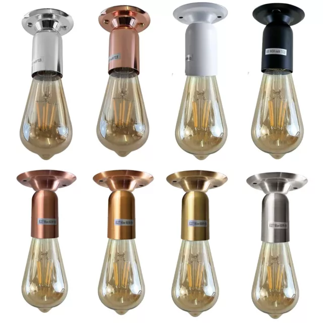Vintage Ceiling Light Industrial Flush Mount Ceiling Light Retro Lamp Fitting UK