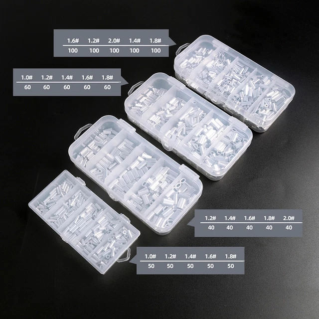 Manicotti in alluminio da pesca da 50 pezzi manicotti a crimpare per lenza da pesca ovali connettore da pesca per tubo a crimpare da 0.8mm-3.4mm  18