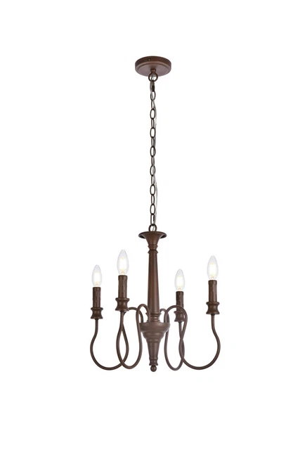 Living District LD7043D17WOK 17 in. Flynx 4 Lights Pendant in Weathered Oak