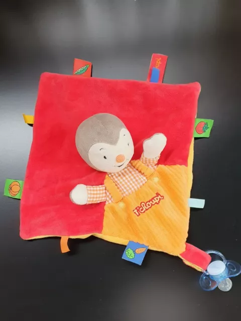 Nicotoy 🧸 Doudou Tchoupi plat rouge orange 2015 avec attache tétine