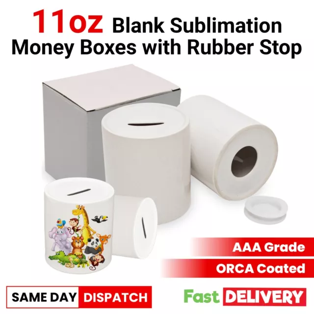 White Sublimation Money Box 11oz Heat Press Ceramic Piggy Bank Kids Coin Boxes