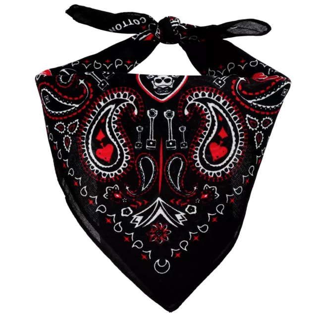 Bandana Tuch Totenkopf Paisley Biker schwarz-weiß-rot quadratisches Kopftuch Hal