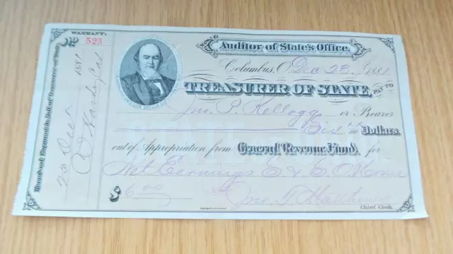 BE239: Treasurer of the State - General Revenue Fund Cashier Cheque 1881