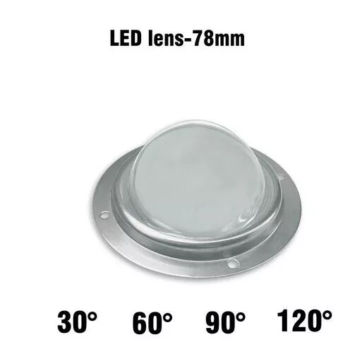 78mm Led Glass Lens Reflector 90 120 Degree for High Power 10W to 100W Lamp Bulb