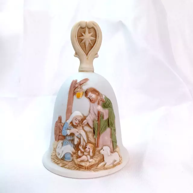 Vintage HOMCO Nativity Bell Christmas Mary Joseph Baby Jesus Sheep 5558