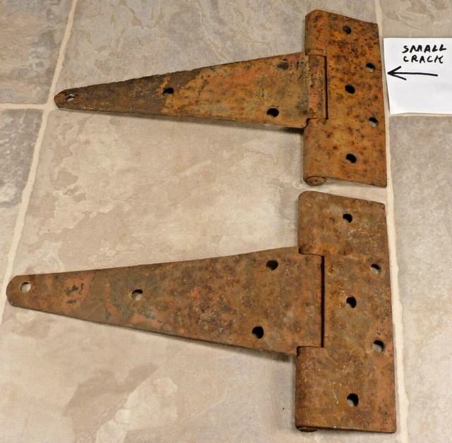 Vintage Rustic T-Strap Hinges Lot Of 2 Measures 12X7 In
