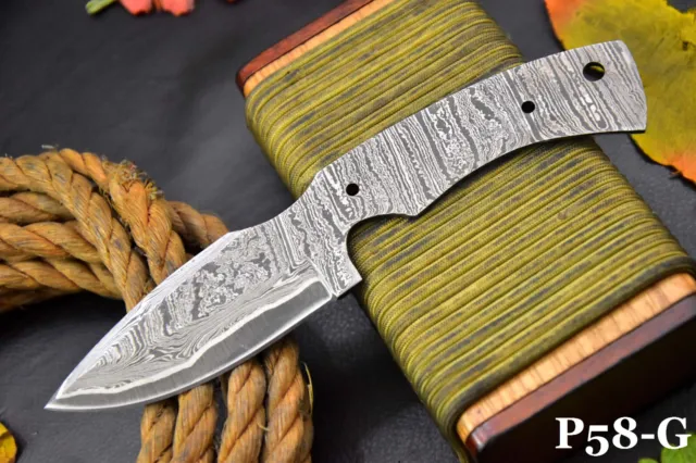 Custom 8.0"OAL San Mai Damascus Steel Blank Blade Hunting Knife Handmade (P58-G)