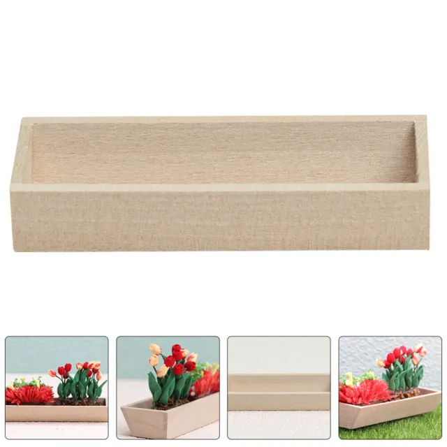 Mini Dollhouse Window Box Wooden Planter for 1:12 Fairy Garden Decoration