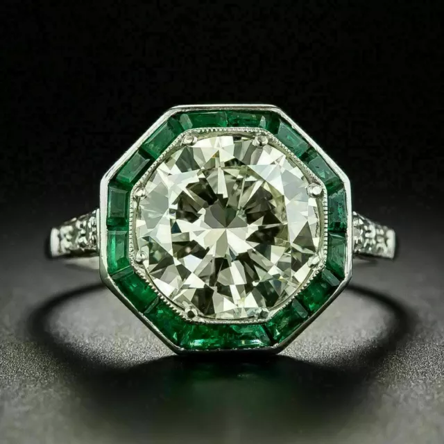2.77 Ct Round Cut Lab-Created Diamond Old European Modern Antique Vintage Rings