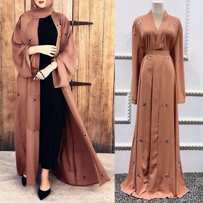 Dubai Open Abaya Women Maxi Dress Muslim Kimono Kaftan Islamic Jilbab Party Gown