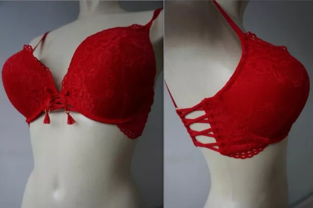 PRIMARK MAXIMISE+2 CUP SIZES KNOCKOUT SEXY SHOW-STOPPING RED LACE
