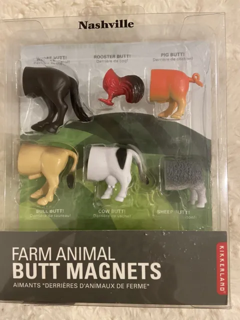 Farm Animal Butt Magnets Kikkerland  New In Box