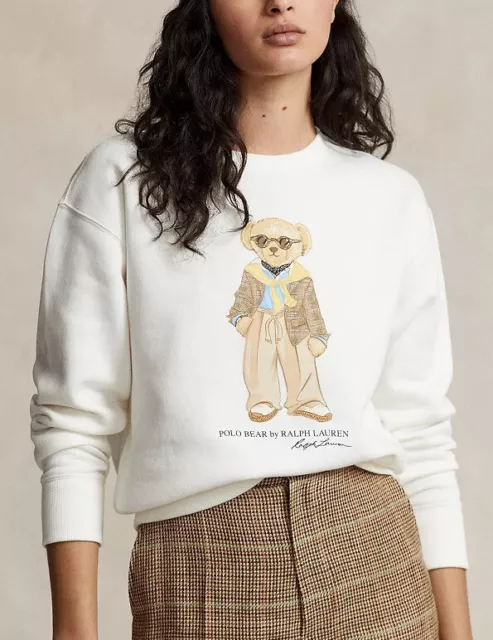 Polo Ralph Lauren Women's Polo Stylish Bear Fleece Crewneck Sweatshirt - L